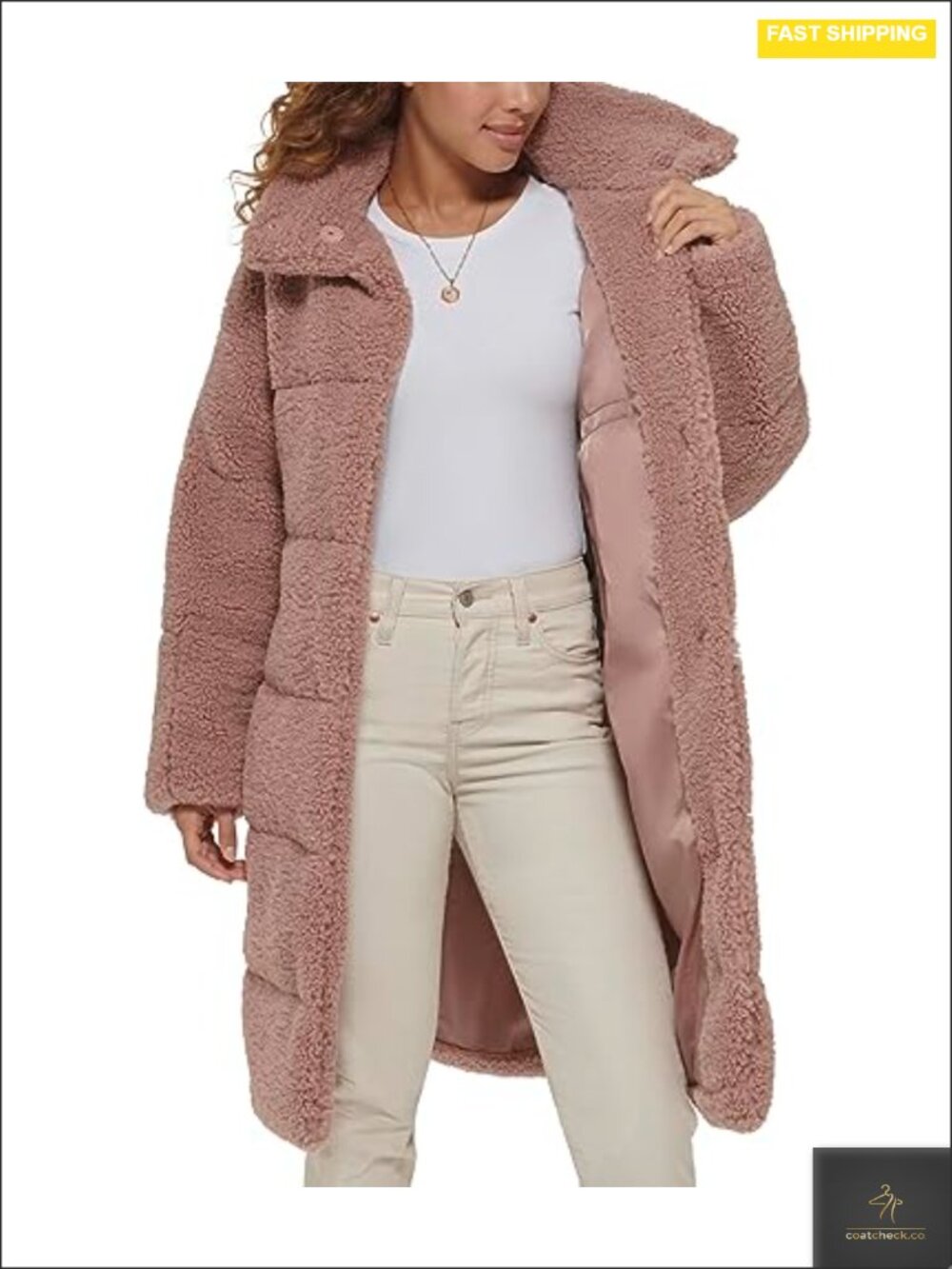 Levi's Women's Patchwork Quilted Teddy Coat Long Sherpa Jacket Snap Closure